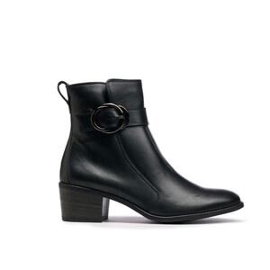 Paul Green Vanessa Block Heel Bootie Leather  black Ankle Boot sz 7.5